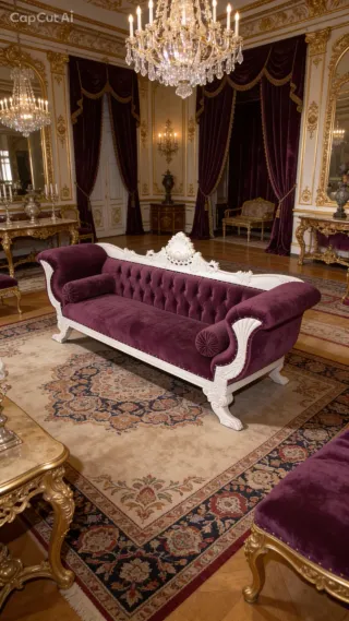 Sofá chaise longue de terciopelo y madera