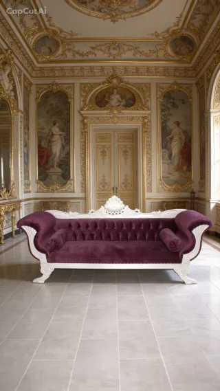 Sofá chaise longue de terciopelo y madera