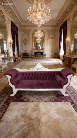 Sofá chaise longue de terciopelo y madera