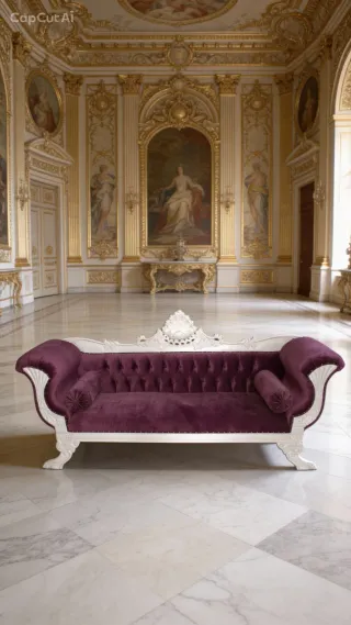 Sofá chaise longue de terciopelo y madera