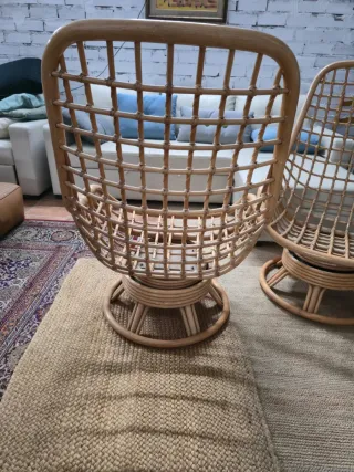 2 Sillones de ratán y yute