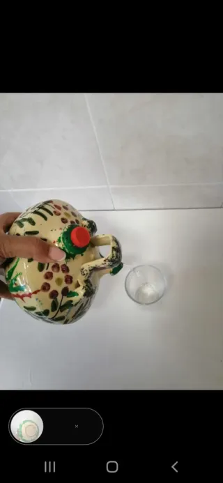 Botijo de loza con estampado floral