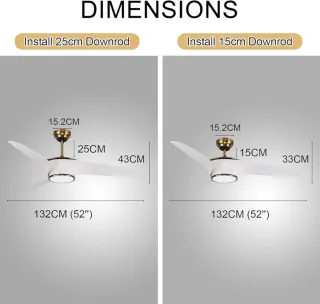 Ventilador de Techo Reiga 132cm con Luz