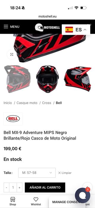 Casco Moto Bell MX9 ADVENTURE Rojo/Negro