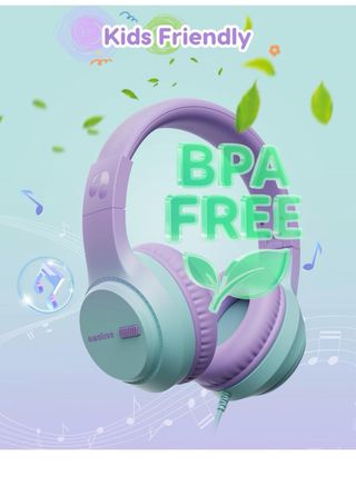 Auriculares infantiles morado y verde