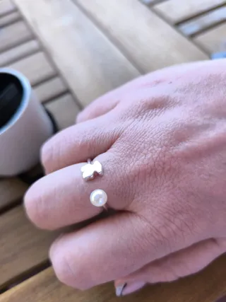 Anillo Tous Oso y Perla Plata
