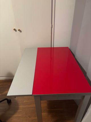 Mesa de cocina cristal extensible con cajon