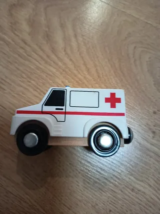 Vehiculos de madera con iman: bomberos, taxi ...