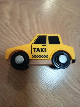 Vehiculos de madera con iman: bomberos, taxi ...