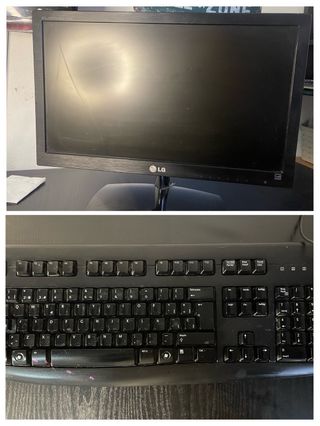 Monitor LG y Teclado Negro
