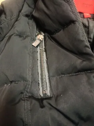 Abrigo Mango Mujer Negro Largo Plumas