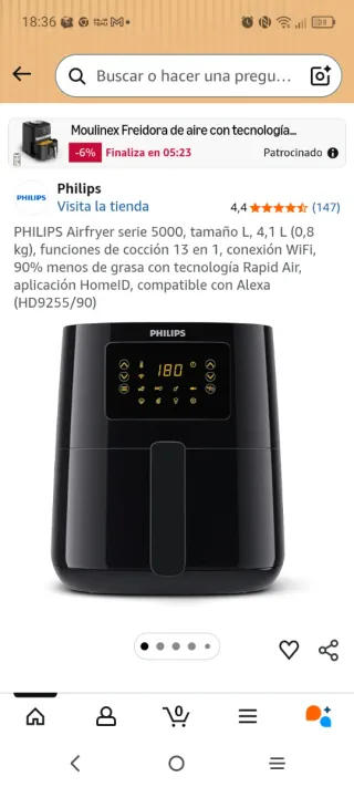 Freidora Aire Philips Serie 5000 WiFi