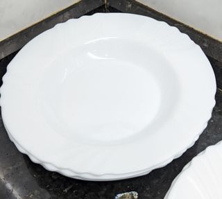 Lote 11 piezas vajilla blanca borde ondulado