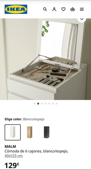 Cajonera alta blanca, MALM Ikea.
