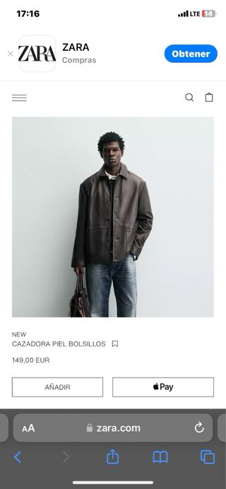 Cazadora Zara Piel Marrón Sin Estrenar