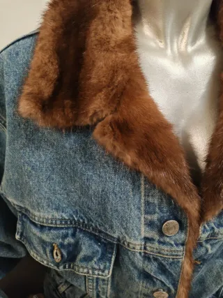 Giubbotto jeans con pelliccia