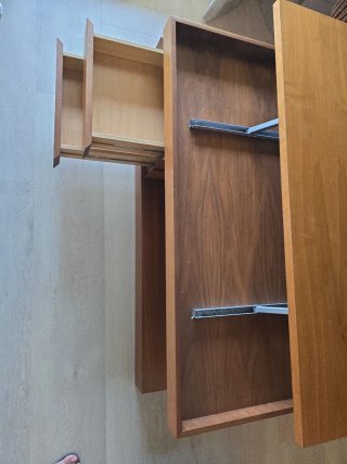 Mueble salon + mesa centro elevable madera Nogal