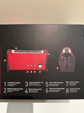 Tostadora Küken Inox Roja 1000W – 2 ranuras Nueva