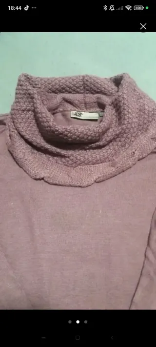 Jersey mujer cuello alto rosa