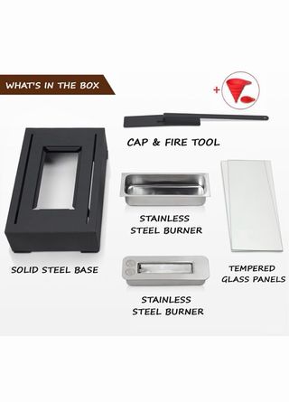 Chimenea de mesa negra con cristal