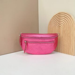 Bolso bandolera rosa metálico  1823