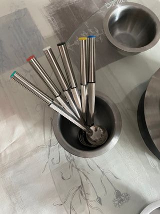 Set Fondue Acero Inoxidable y Cristal
