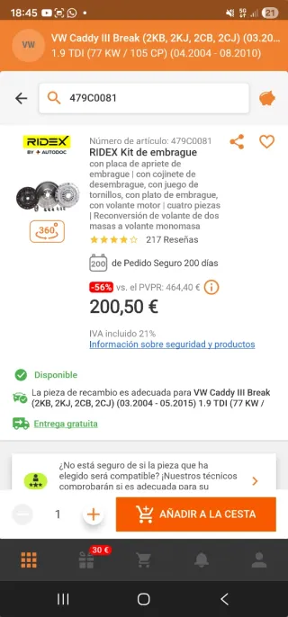 Kit de embrague para Volkswagen caddy 1.9 tdi