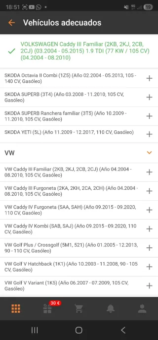 Kit de embrague para Volkswagen caddy 1.9 tdi