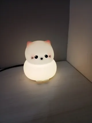 Lámpara Gatito Silicona Luz Blanca/Rosa