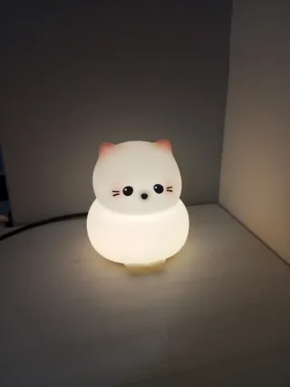 Lámpara Gatito Silicona Luz Blanca/Rosa