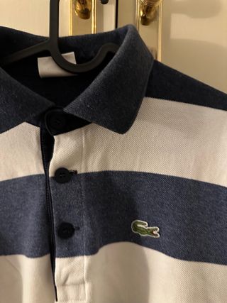 Polo Lacoste Rayas Azul Blanco Talla L