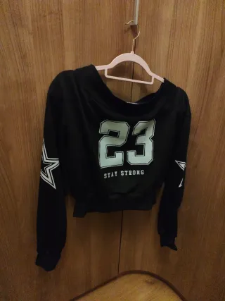 Sudadera Crop Top 23 Negra Mujer como nueva