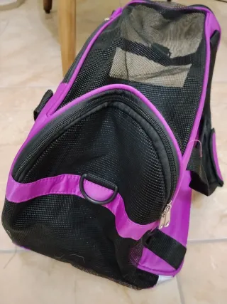 Trasportino per cani viola e nero