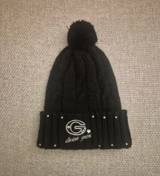 Cuffia donna Geox nera con pon pon