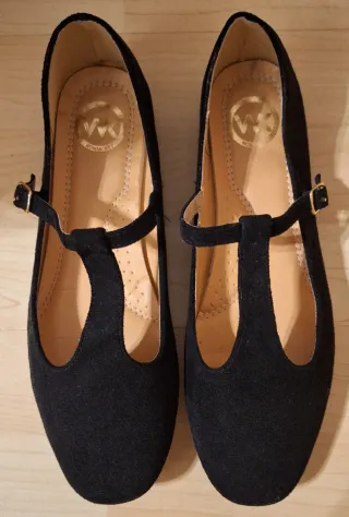 Bailarinas negras Woman Key terciopelo.