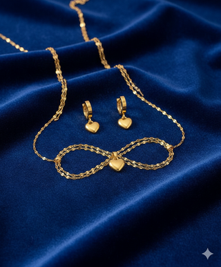 Conjunto de Joyas Corazón Dorado- Acero Inoxidable