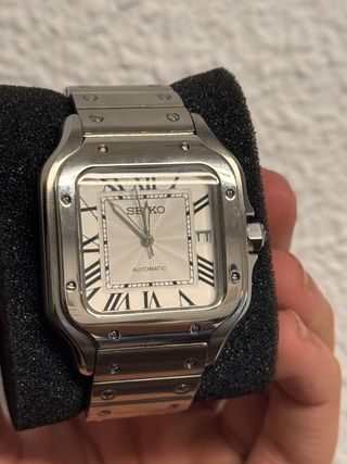 Reloj Seiko Automático Plata y Blanco