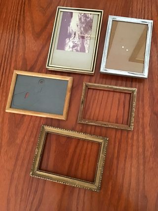 Lote de 5 marcos de fotos vintage - Madera y metal