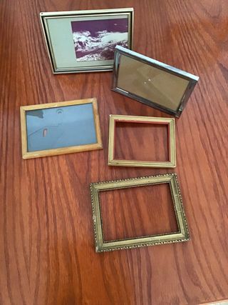 Lote de 5 marcos de fotos vintage - Madera y metal