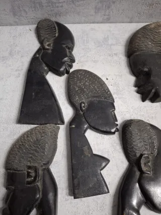 Set 5 Esculturas Cabezas Africanas Madera