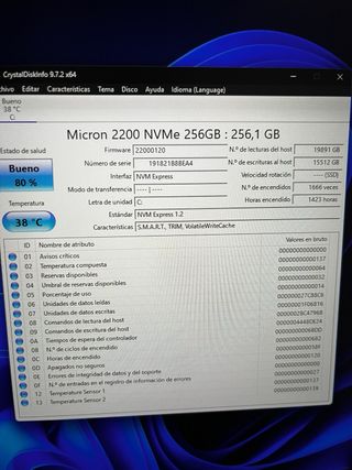 SSD Micron 256GB NVMe M.2 Gen3 x4
