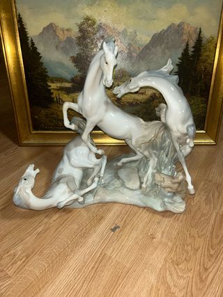 Figura Lladró Antigua Caballos Porcelana
