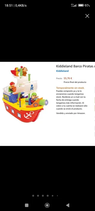 Barco Pirata Juguete Luces y 8 Sonidos , 4 figuras