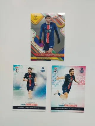 Lote 3 Cartas Fútbol Kvaratskhelia PSG Champions