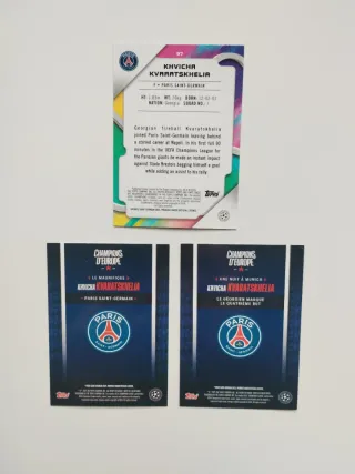 Lote 3 Cartas Fútbol Kvaratskhelia PSG Champions