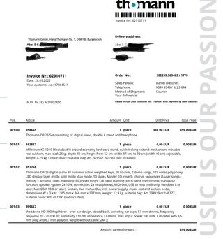 Piano Digital Thomann DP-26