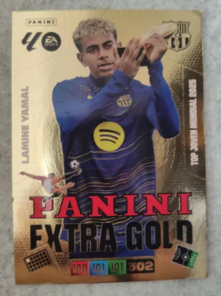 Tarjeta Panini Extra Gold Lamine Yamal 2025