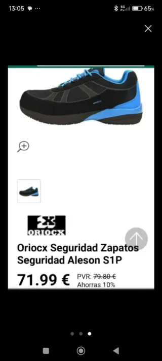 Zapatillas de seguridad Oriocx negras y azules