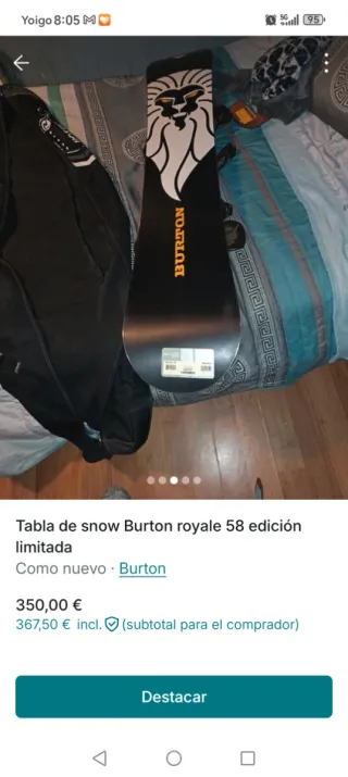Tabla Snow Burton Royale 58 Ed. Limitada