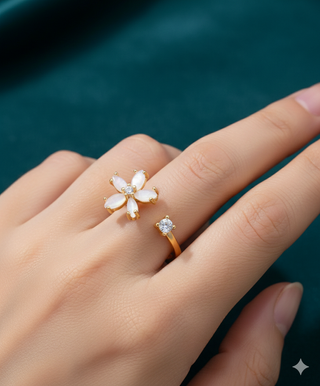 Anillo Ajustable "Flor de Loto" - Baño de Oro